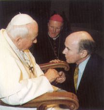 AD2000 publisher, Peter Westmore, meets John Paul II after attending the Pallium Mass for the newly appointed Archbishops